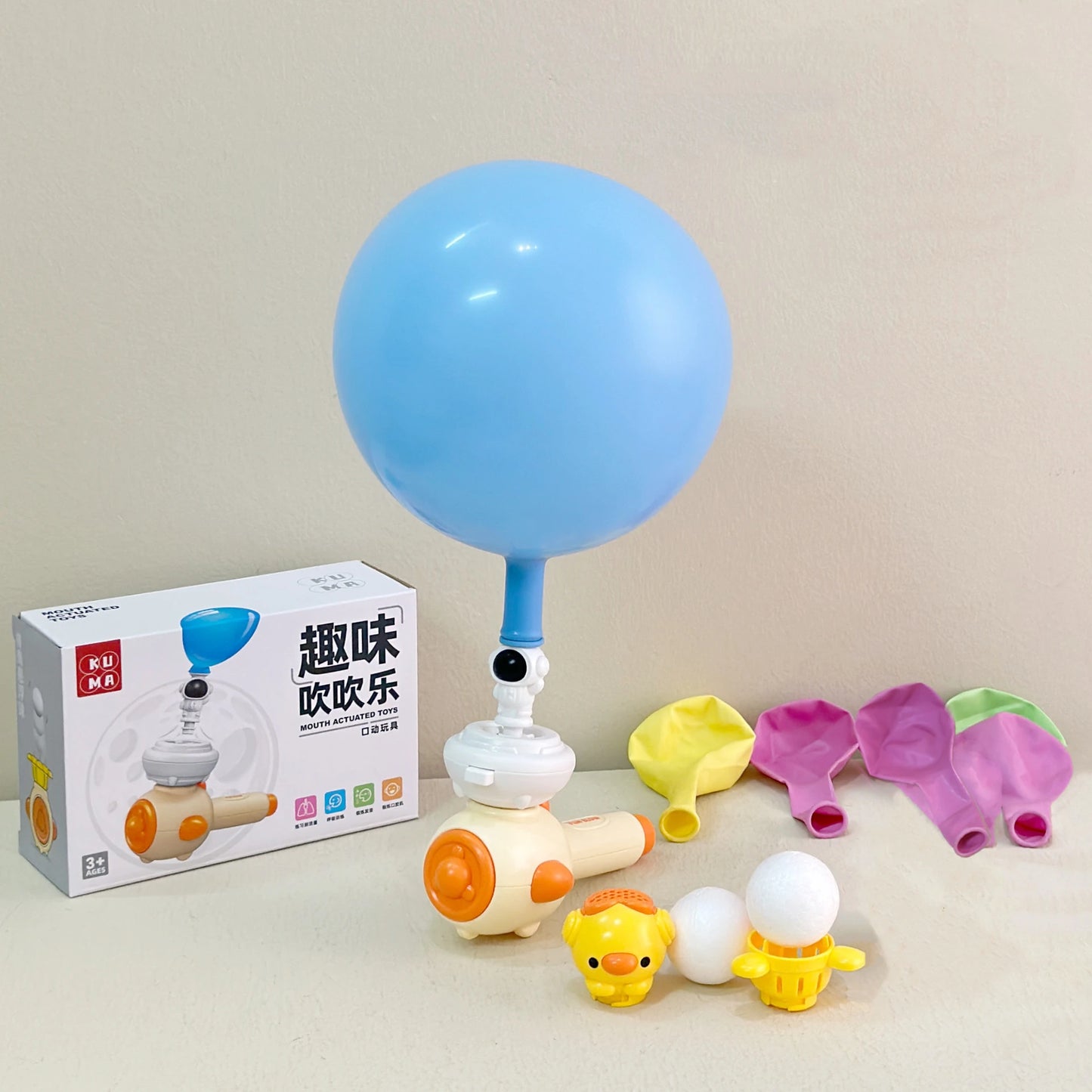 Montessori Toy for Kids with Whistle Ball Blowing Floating Blow Pipe Ball Three in One Sensory Fine Motor Skills Educational Toy