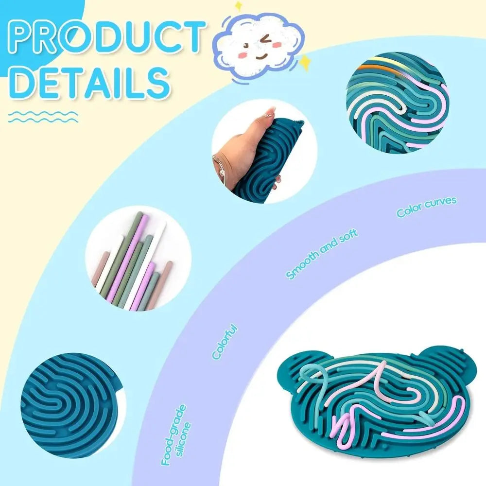Double Sided Sensory Activity Board Fun Play Anxiety Relief Silicone Fidget Toy Fine Motor Skills Busy Board ADHD & Autism