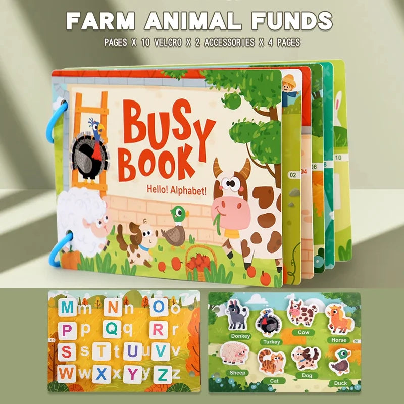 Montessori Baby Busy book My First Quiet Book Paste Early Learning Education Children Toy Matching Puzzles Game For Baby Gift