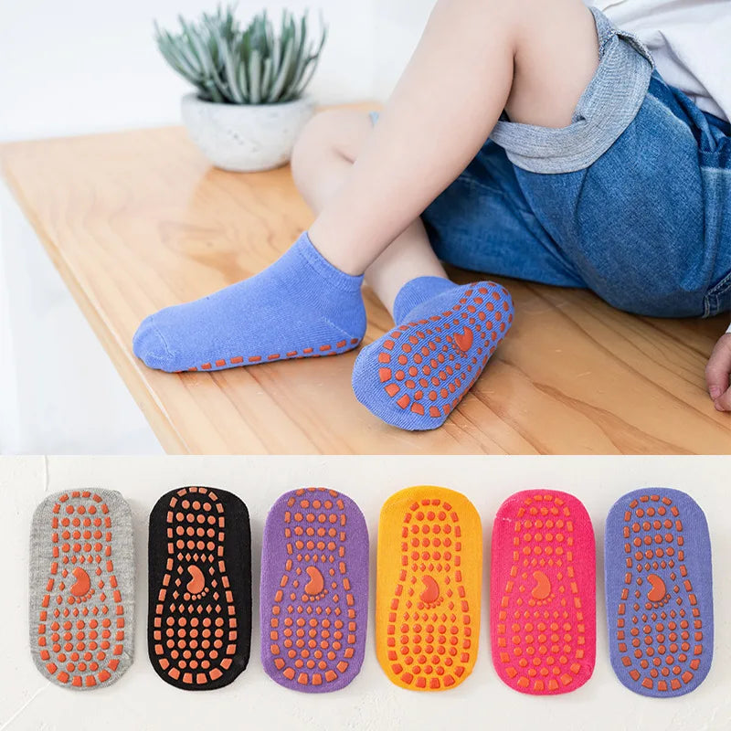 Children's Trampoline Socks Parenting Early Learning Floor Socks Indoor Anti-slip Silicone Sockliner Toddler Grey