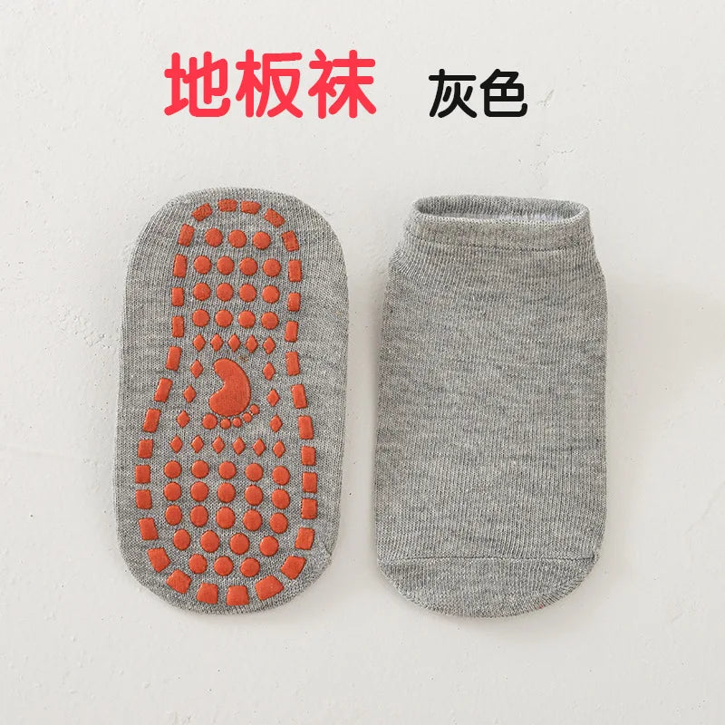 Children's Trampoline Socks Parenting Early Learning Floor Socks Indoor Anti-slip Silicone Sockliner Toddler Grey