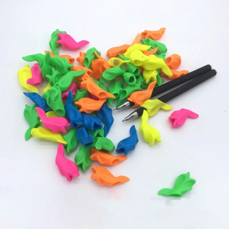20pcs New Cute Silicone Fish Pencil case Children Student Writing Brace Pen Sleeve Stationery