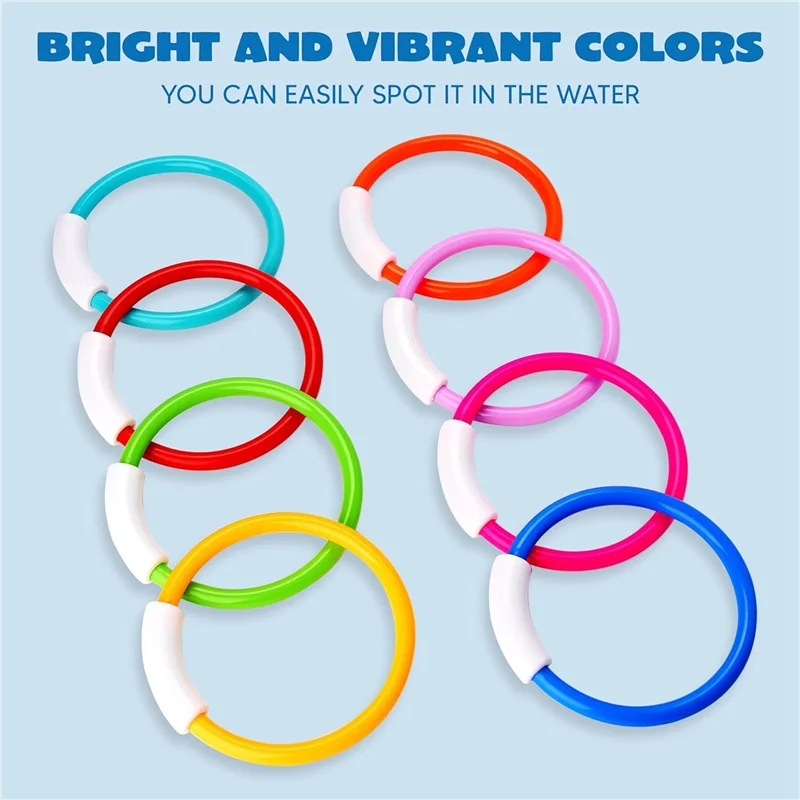 B05C-8PCS Dive Rings Pool Toys, Colorful Pool Rings For Kids, Underwater Training, Swimming Pool Dive Ring For Kids Easy To