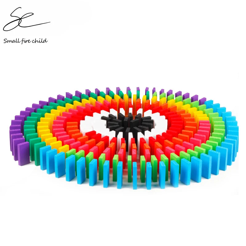 New Kids 100pcs Children Color Sort Rainbow Wood Domino Blocks Kits Early Bright Dominoes Games Educational Toys Gift