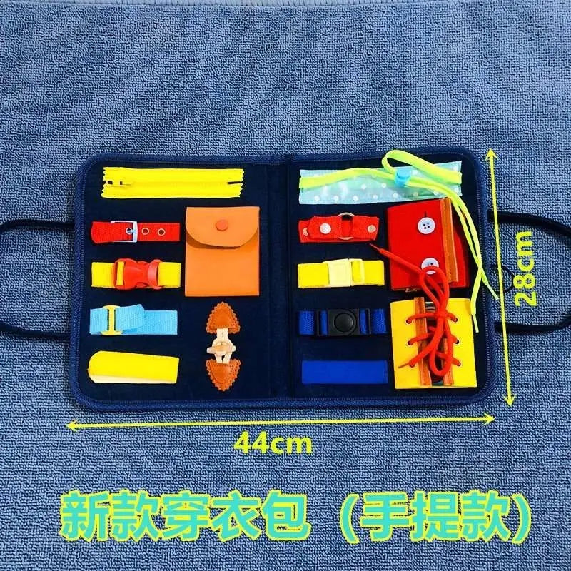 Montessori Busy Board Learning Dressing Self-care Ability Enlightenment Toys Early Education Fine Motor Life Teaching Portable