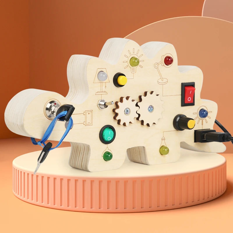 Factory Baby Products Hot Selling 2023 Wooden LED Light Switch Busy Board Games Montessori Educational Sensory Toys For Kids