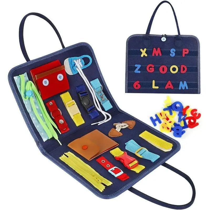 Montessori Busy Board Learning Dressing Self-care Ability Enlightenment Toys Early Education Fine Motor Life Teaching Portable