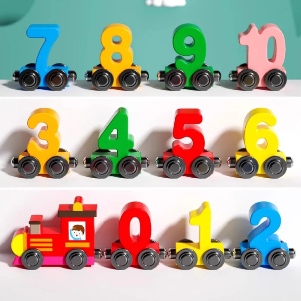 Magnetic Number Train Toys Montessori Wooden Toy Little Number Train Model Colorful Learning Car Children's Educational Toys