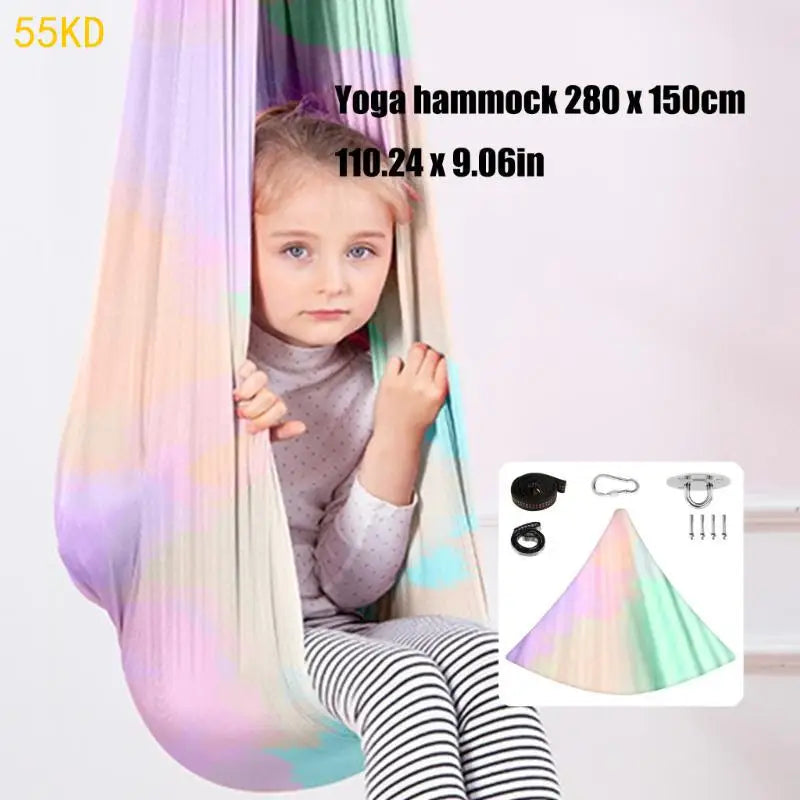 55KD Double Layers Comfortable Cuddle Swings Kids Sensory Swings with Accessories Home Room Yoga Swings Hammocks Enduring