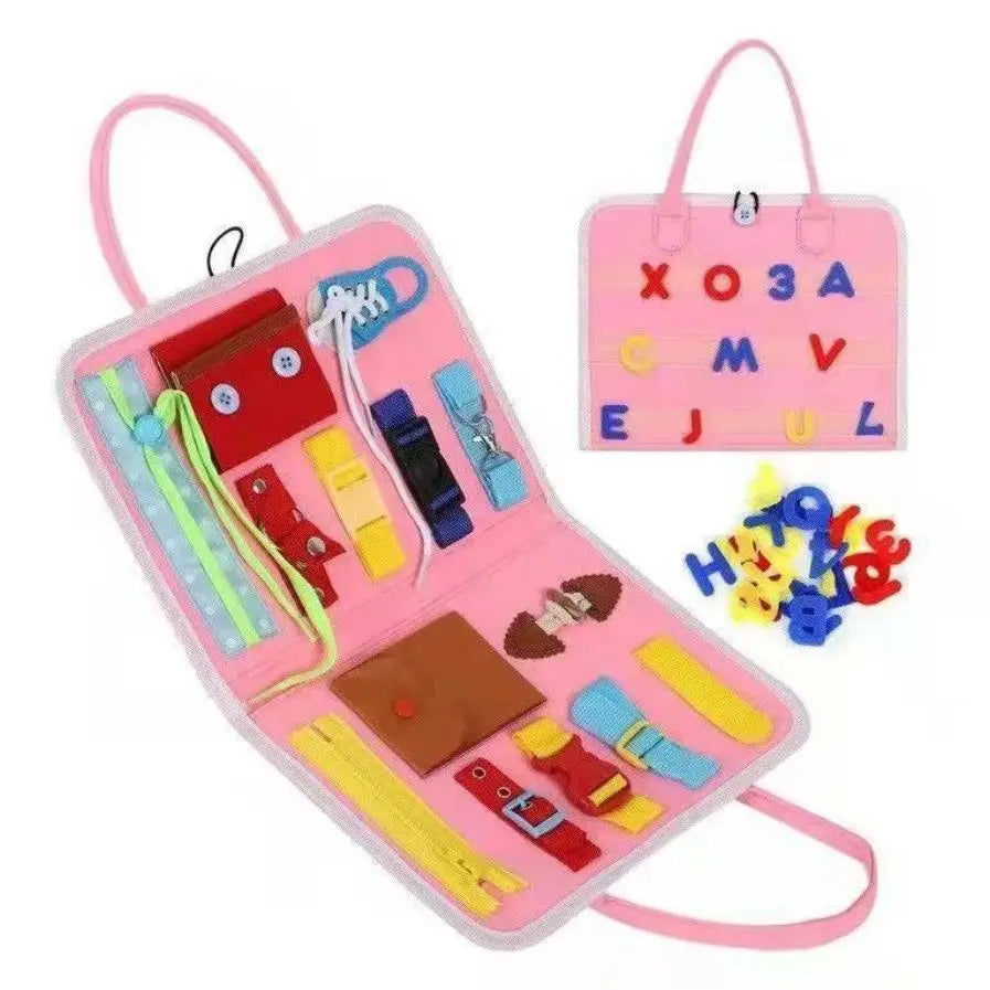 Montessori Busy Board Learning Dressing Self-care Ability Enlightenment Toys Early Education Fine Motor Life Teaching Portable