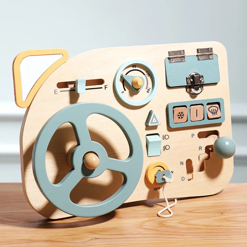 Early Childhood Education Wooden Steering Wheel Toys Parent-child Interaction Learning Driving Puzzle Toys Early Learning Aids