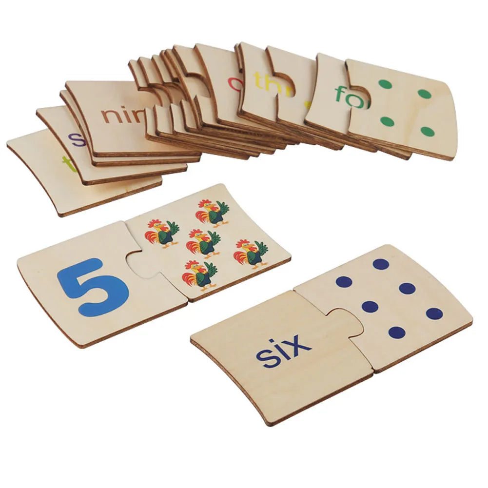 Wooden Number Matching Puzzle Toys Montessori Early Education Digital Pattern Thicken Blocks Game for Baby Festival Gift Toy