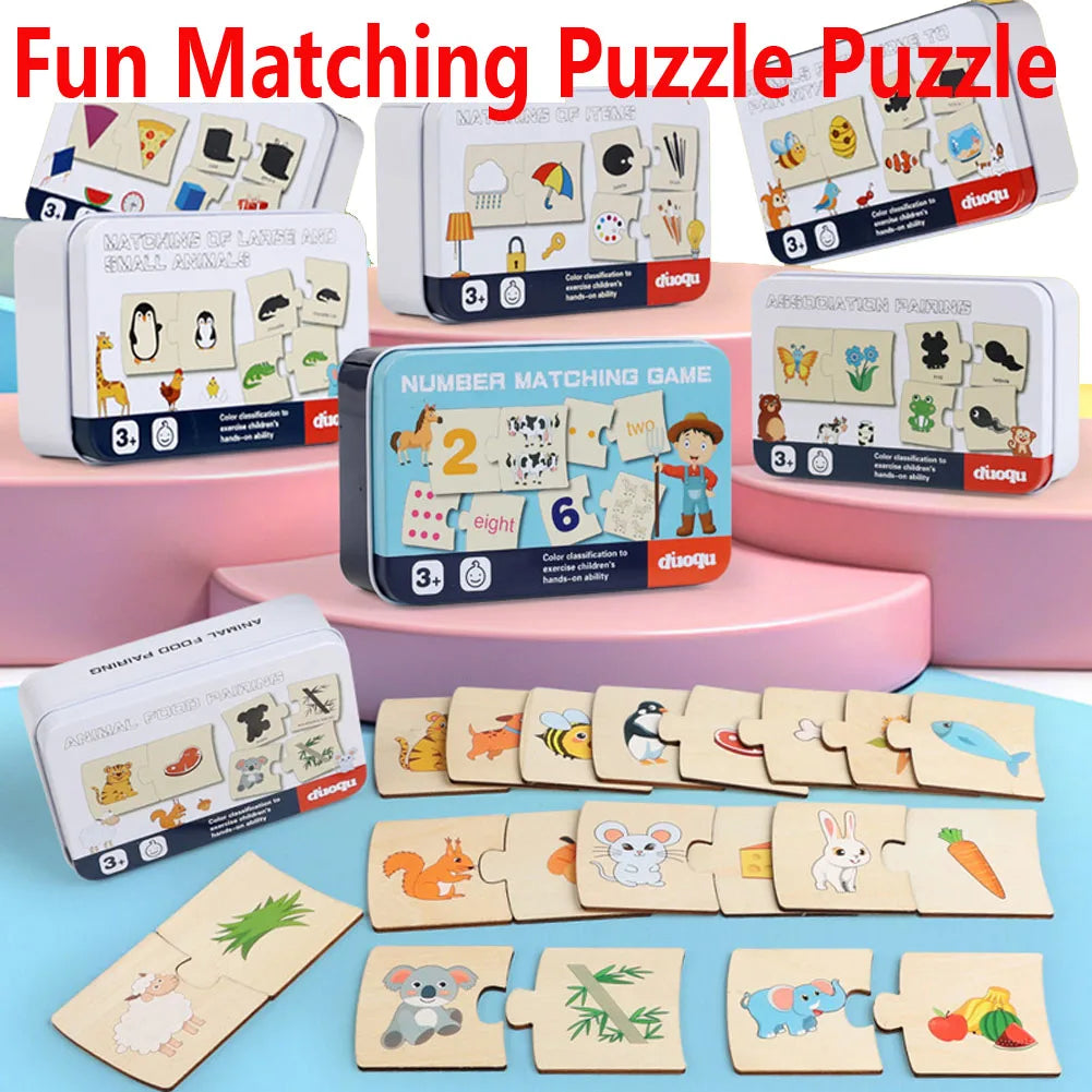 Wooden Number Matching Puzzle Toys Montessori Early Education Digital Pattern Thicken Blocks Game for Baby Festival Gift Toy