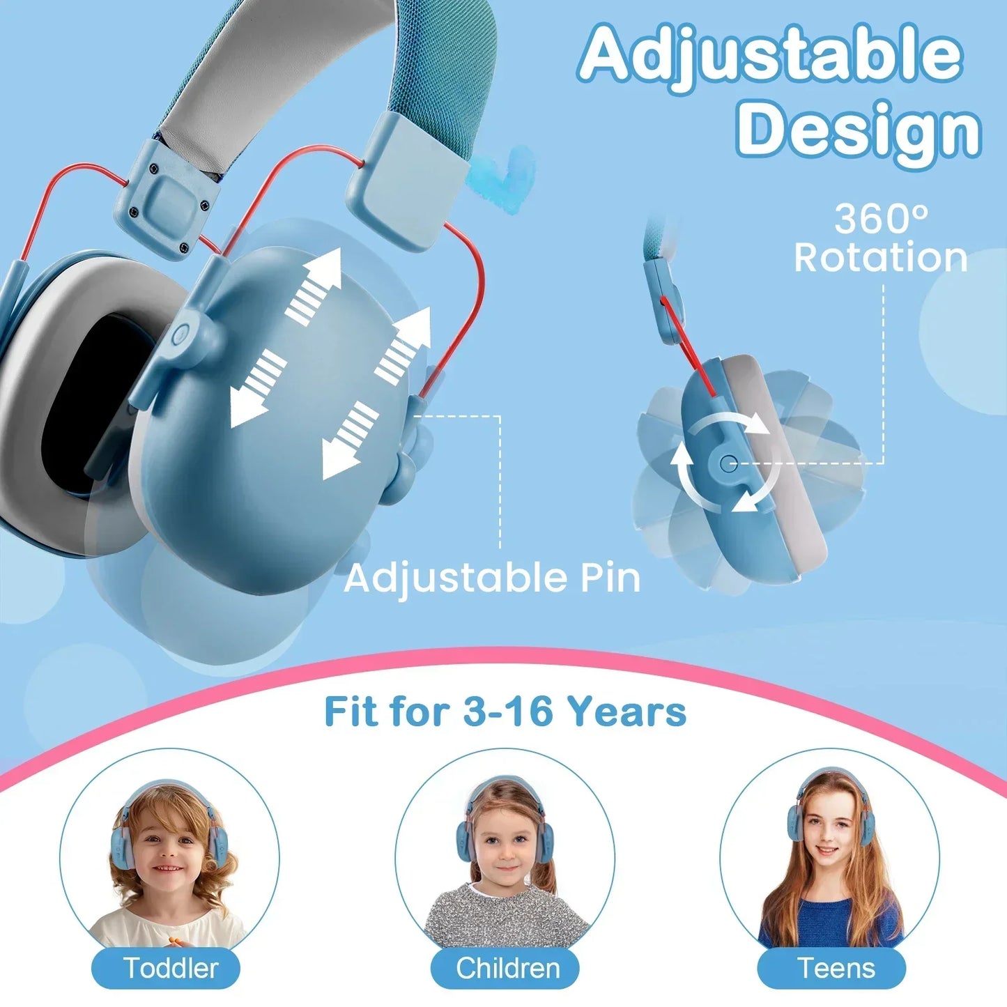 YHKEMA Kids Ear Protection Noise Cancelling Earmuff, SNR 27dB Hearing Protection with Portable Case for Autism,Children,Toddler