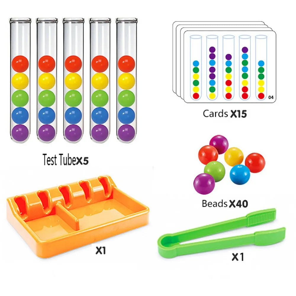 Color Classification Rainbow Beads Clip Toy Educational Game Learning Puzzle Board Game Sensory Hand Eye Coordination