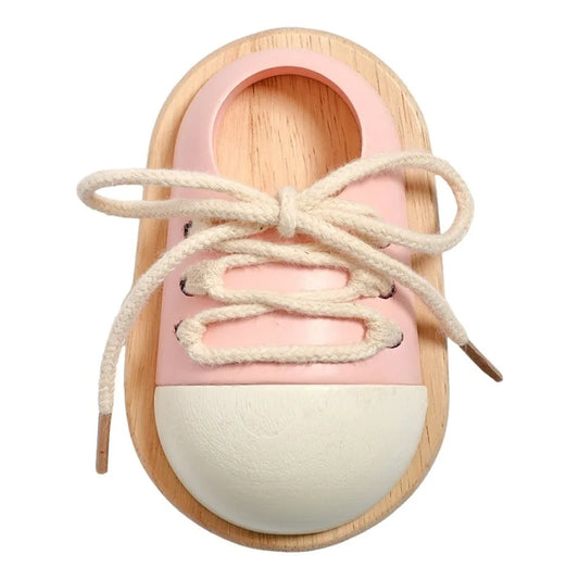 Wearing Shoelaces Shoelace Threading Toy Montessori Wooden Fine Motor Skills Toy Button Life Skill Learn to Tie Toy Kids