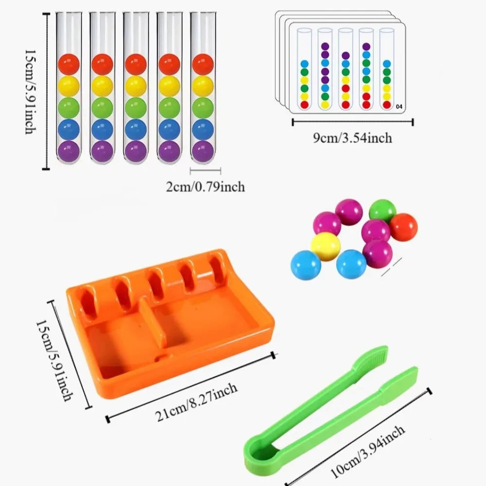Color Classification Rainbow Beads Clip Toy Educational Game Learning Puzzle Board Game Sensory Hand Eye Coordination