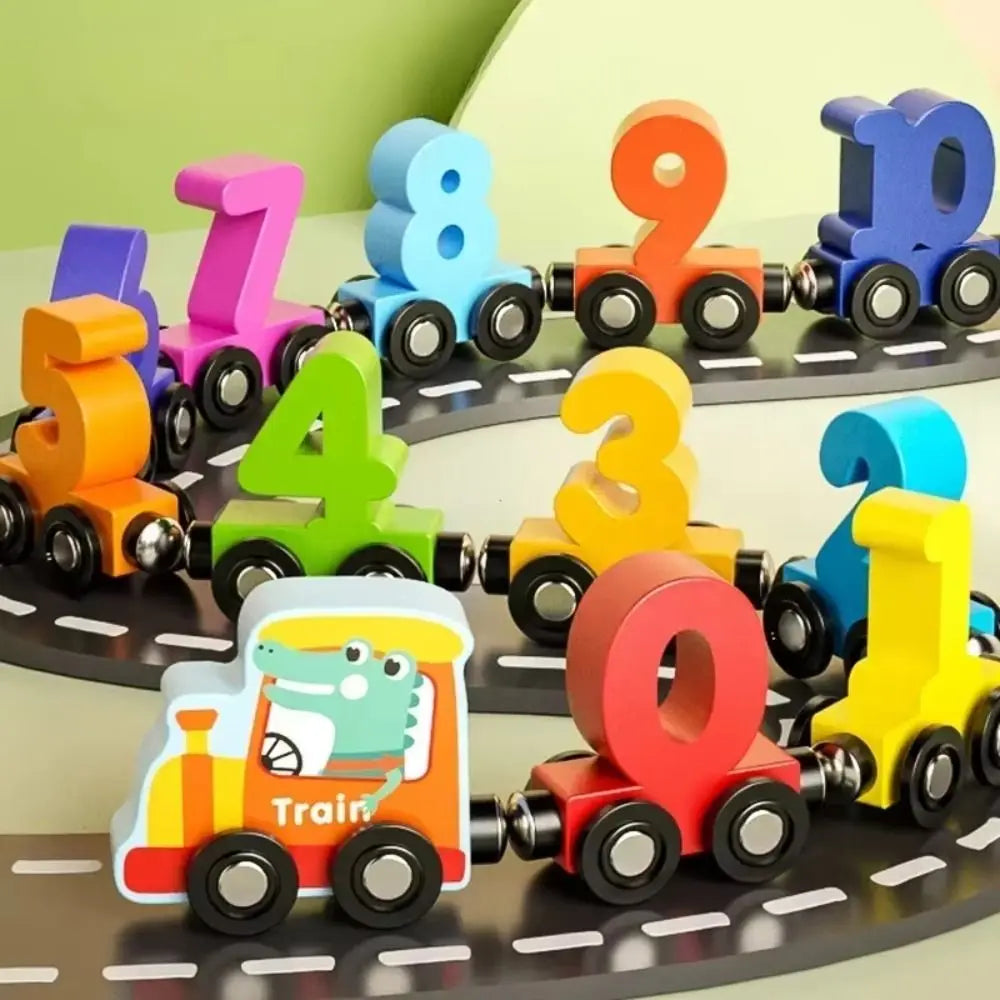 Magnetic Number Train Toys Montessori Wooden Toy Little Number Train Model Colorful Learning Car Children's Educational Toys