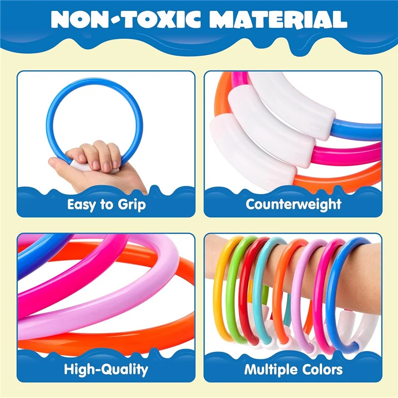 B05C-8PCS Dive Rings Pool Toys, Colorful Pool Rings For Kids, Underwater Training, Swimming Pool Dive Ring  For Kids Easy To