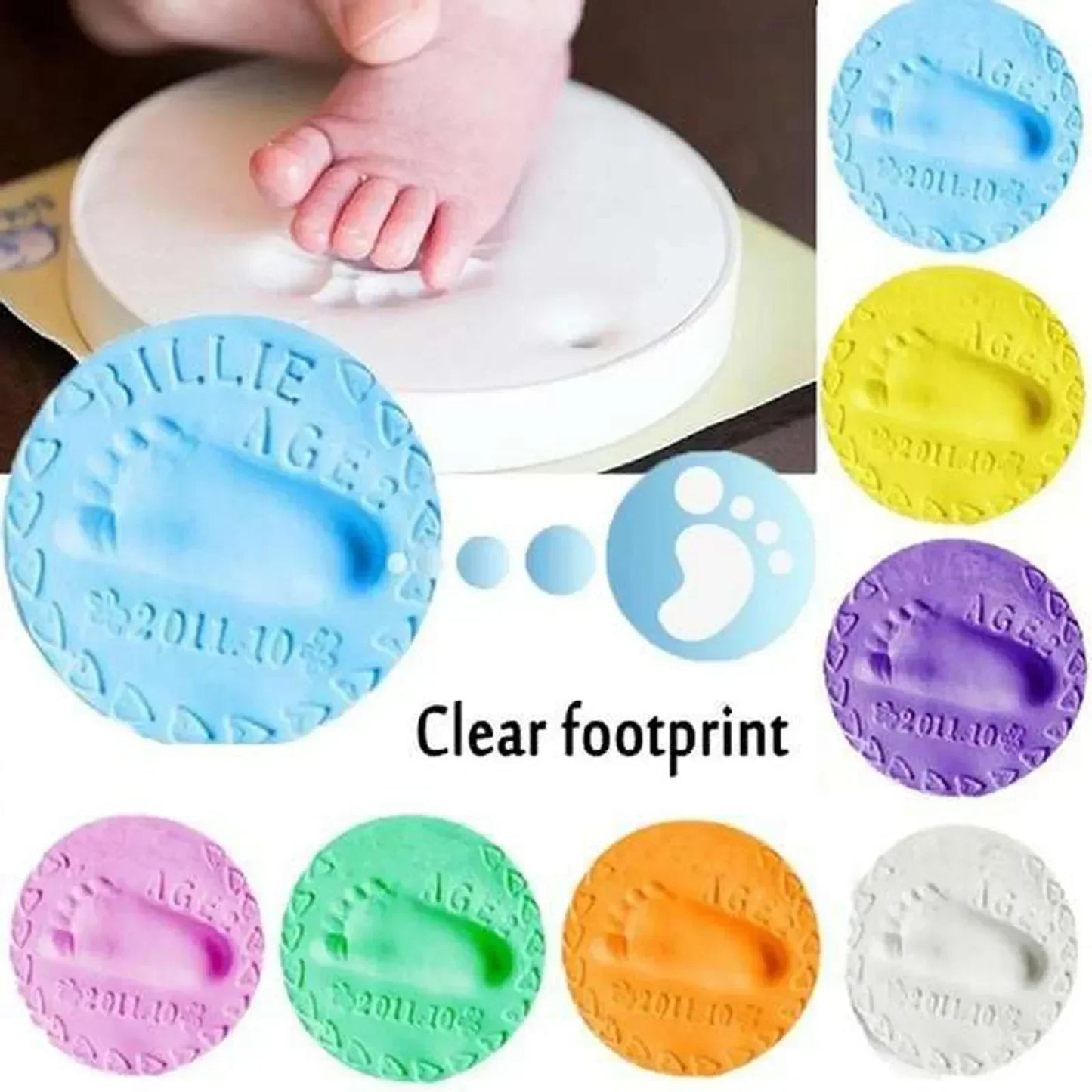 Baby Footprint Clay Infant Air Drying Soft Clay 3D Fingerprint Imprint Paw Kits Parent-child Inkpad DIY Toy Kid Souvenirs