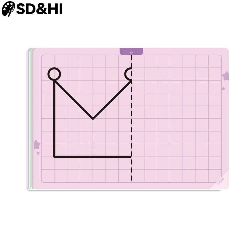 20 Page Children's Grid Symmetrical Drawing Toy Focuses On Fine Motor Skills Writing And 2-Color Brush Control Training Drawing