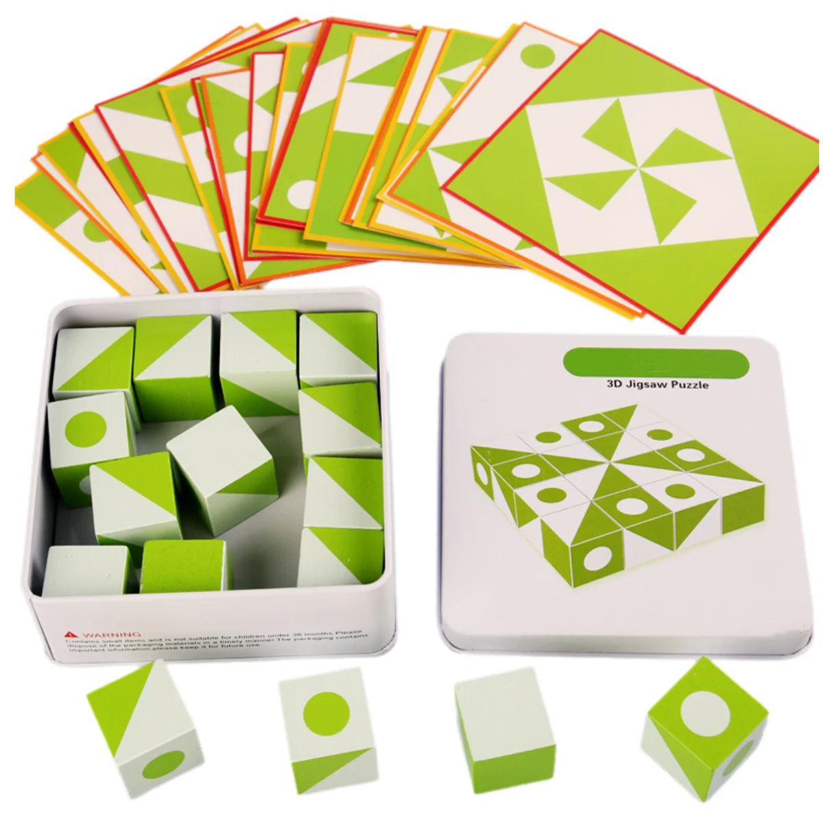 Wooden 3D Puzzles Game Geometric Shape Logic Thinking Educational Toy for Kids Early Learning Intellectual Children's Gifts