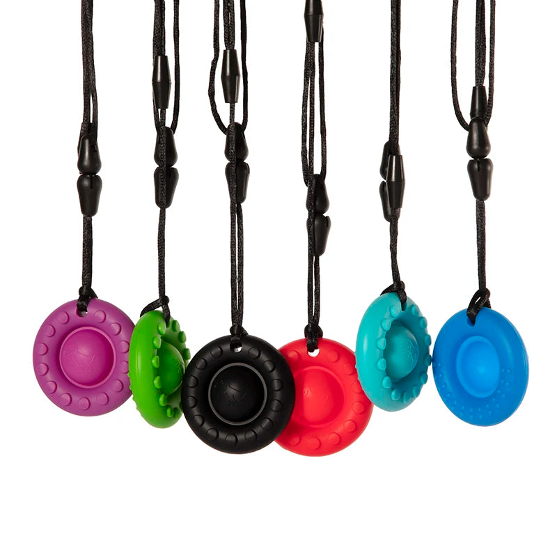 Silicone Teether Round Textured Chews for Baby Nursing Teething Toy Chewelry Sensory Chew Necklace Fidget Anxiety Autism