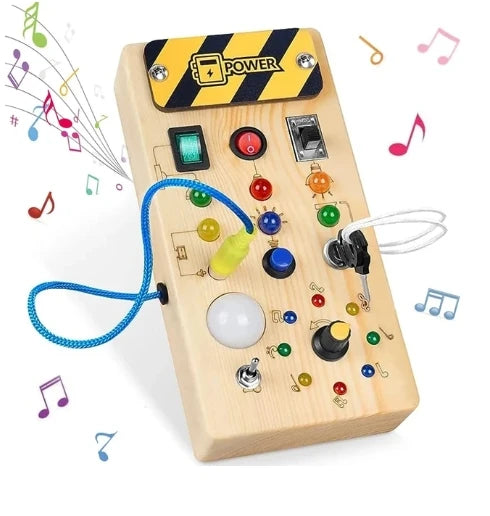 Factory Baby Products Hot Selling 2023 Wooden LED Light Switch Busy Board Games Montessori Educational Sensory Toys For Kids