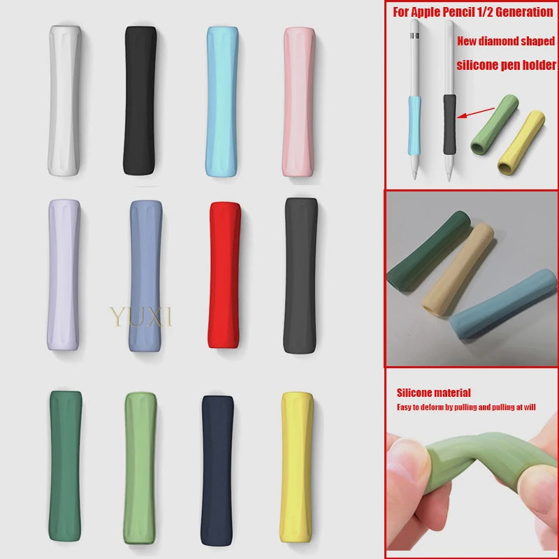 Stylus Cover Silicone For Apple Pencil 1 2 Touch Screen Pen Grip Case Shockproof Anti-Scratch Non-Slip Protective Sleeve Pencil