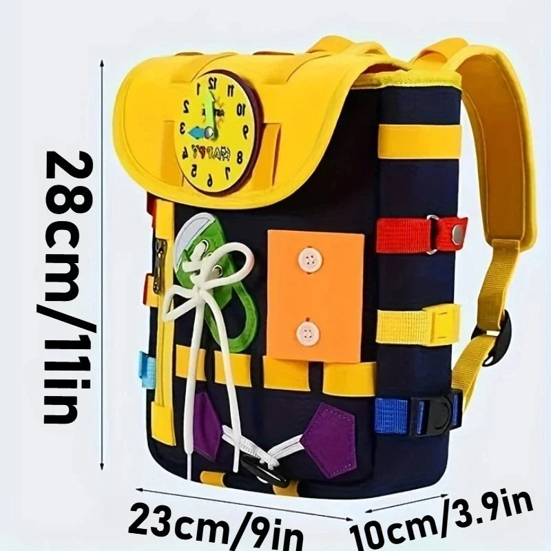 Montessori Felt Backpack for Toddlers with Buckles Zippers Busy Board Sensory Toys Learning Activity Fine Motor Skills Travel
