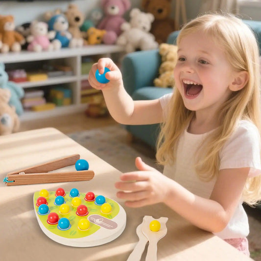 Kids Beads Sorting Toy Wood Clip Beads Color Sorting Game Interactive Matching Toy Developing Fine Motor Skills For Toddler