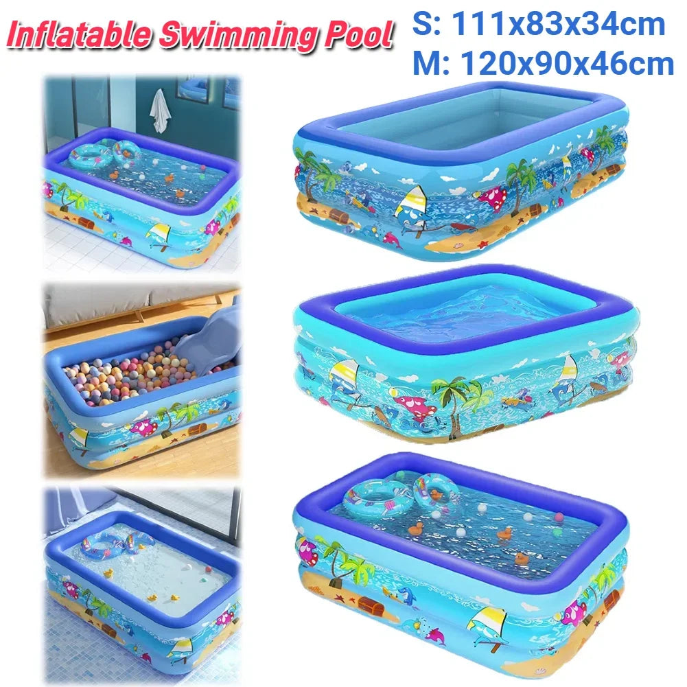 Inflatable Kids Swimming Pool PVC Framed Swimming Pool Cartoon Pattern Thickening Swimming Pool for Summer Outdoor Indoor