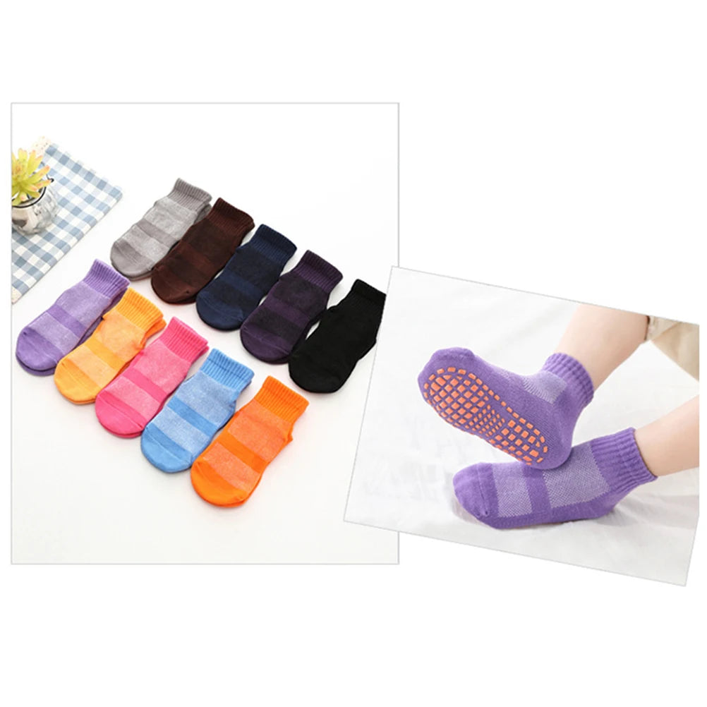 Non-slip Floor Socks Kids Cotton Trampoline 3 Pairs Soft Warm Anti-slip Sole Design Smooth Board Matching Everyday Birthday Gift