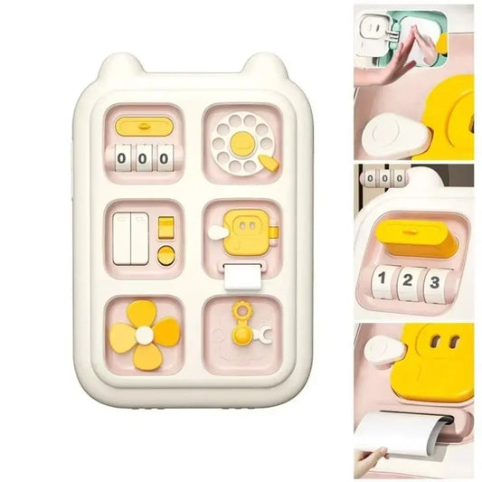 Plastic 6 in 1 Busy Board Interactive Puzzle Toy Multifunction Fidget Toys Learning DIY Sensory Early Education Toys