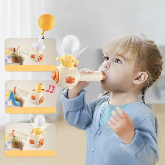 Montessori Toy for Kids with Whistle Ball Blowing Floating Blow Pipe Ball Three in One Sensory Fine Motor Skills Educational Toy