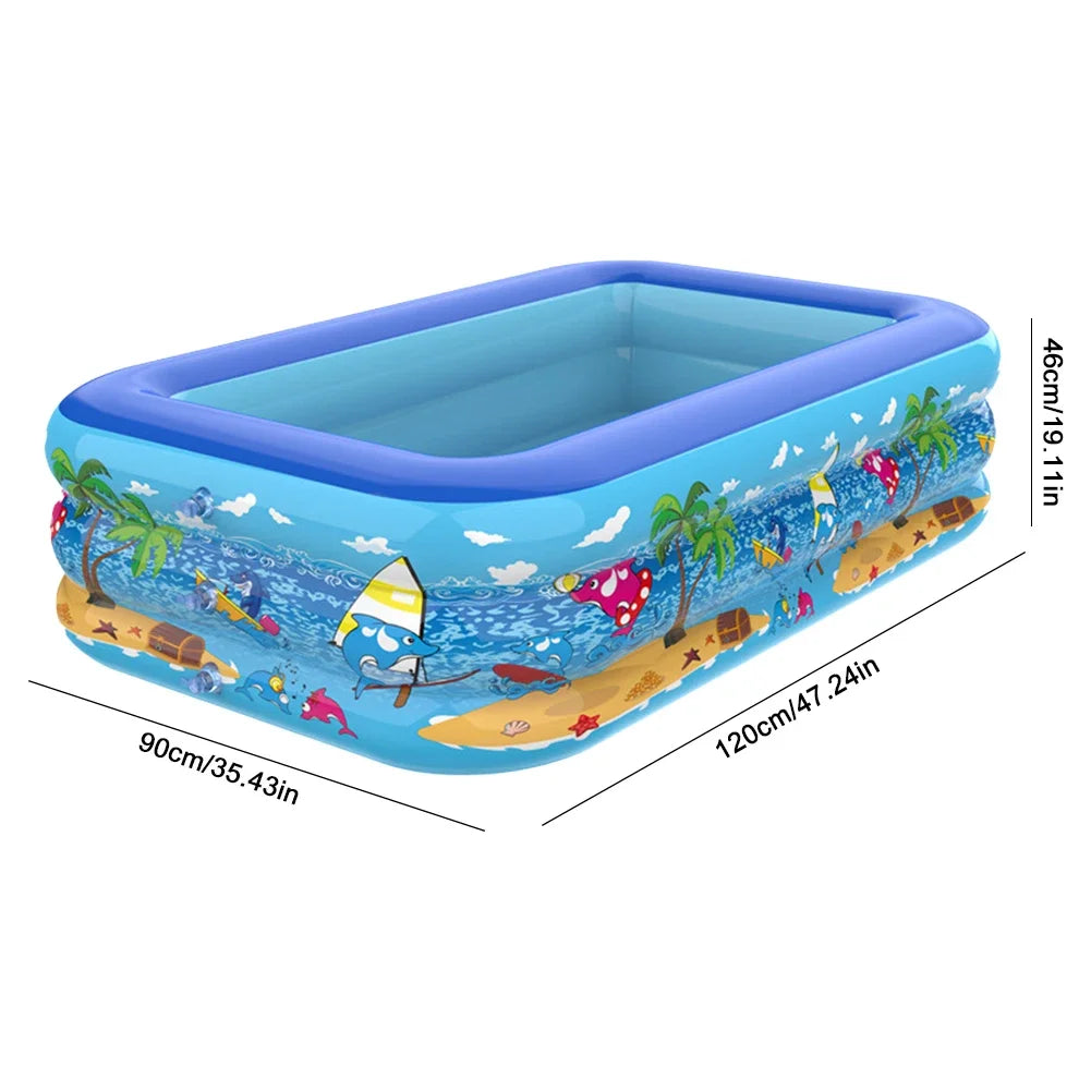Inflatable Kids Swimming Pool PVC Framed Swimming Pool Cartoon Pattern Thickening Swimming Pool for Summer Outdoor Indoor