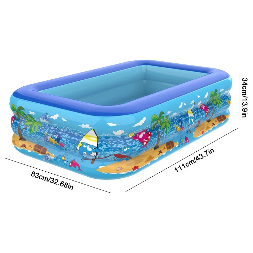 Inflatable Kids Swimming Pool PVC Framed Swimming Pool Cartoon Pattern Thickening Swimming Pool for Summer Outdoor Indoor