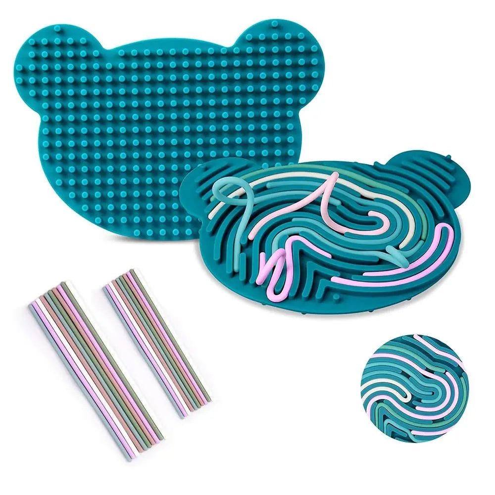 Double Sided Sensory Activity Board Fun Play Anxiety Relief Silicone Fidget Toy Fine Motor Skills Busy Board ADHD & Autism