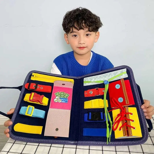 Montessori Busy Board Learning Dressing Self-care Ability Enlightenment Toys Early Education Fine Motor Life Teaching Portable