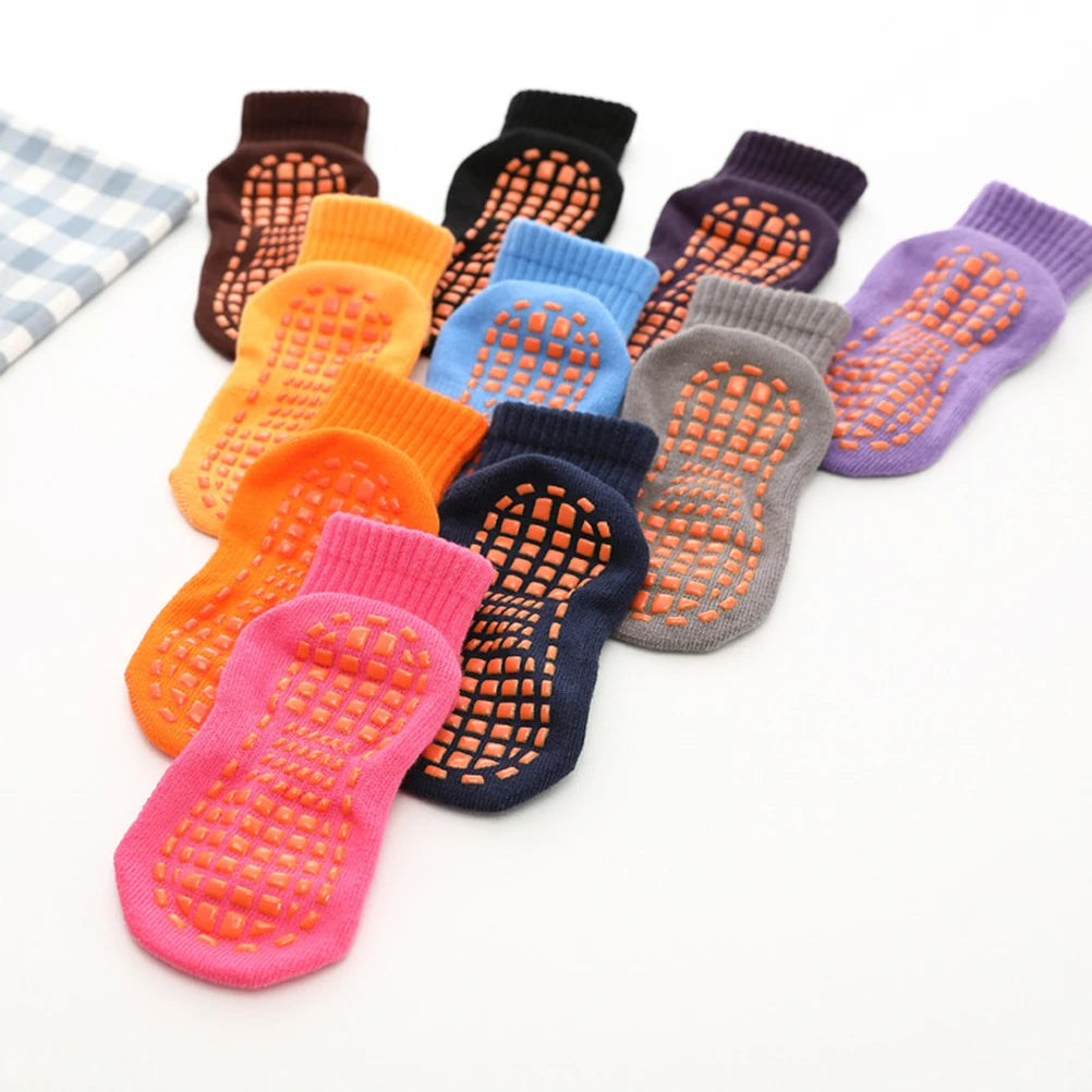 Non-slip Floor Socks Kids Cotton Trampoline 3 Pairs Soft Warm Anti-slip Sole Design Smooth Board Matching Everyday Birthday Gift