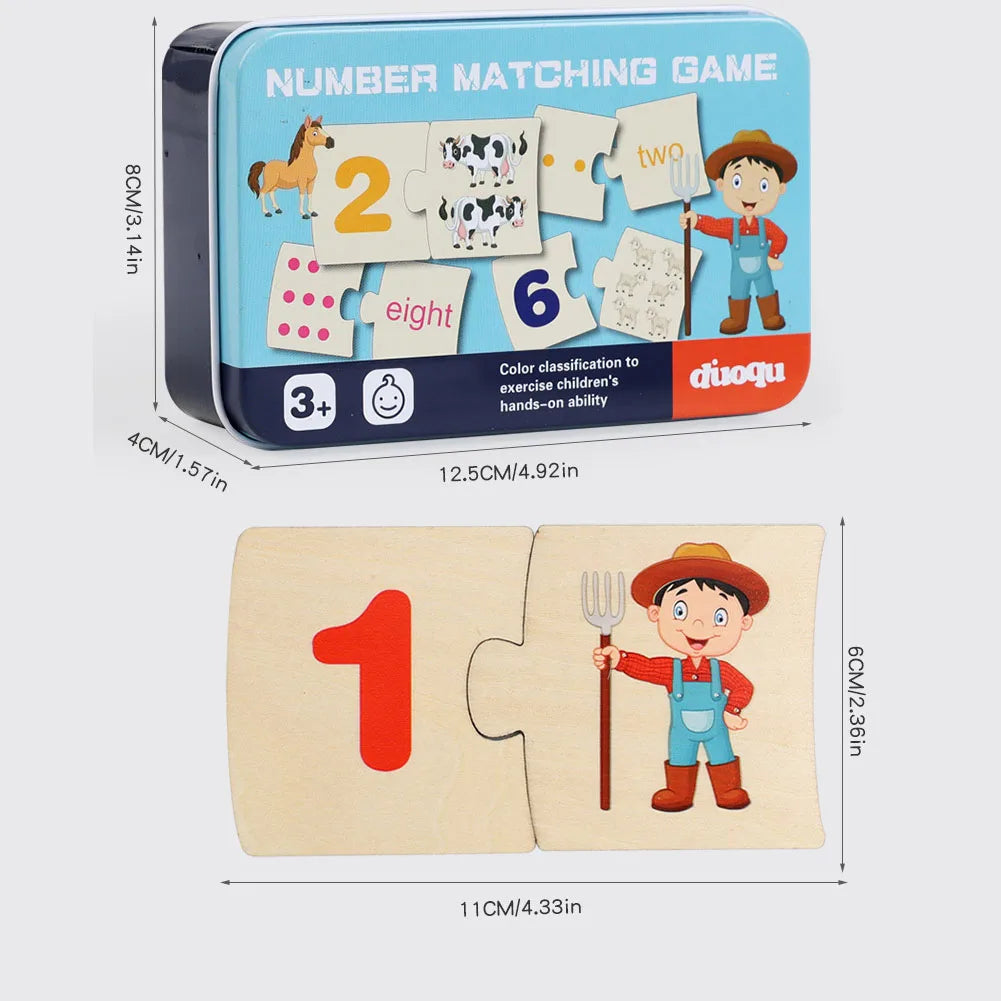 Wooden Number Matching Puzzle Toys Montessori Early Education Digital Pattern Thicken Blocks Game for Baby Festival Gift Toy
