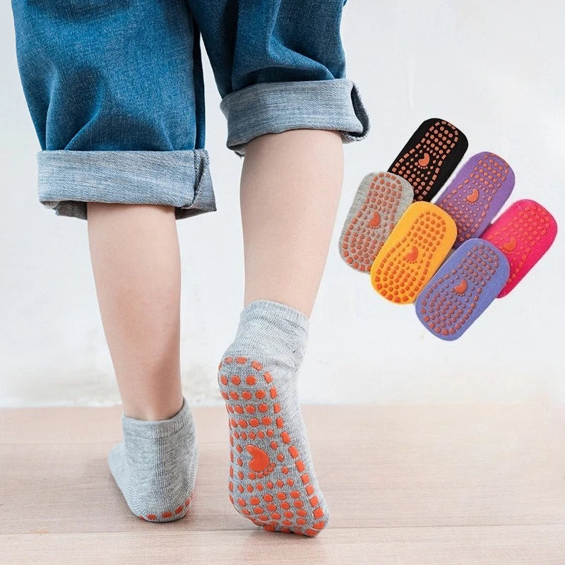 Children's Trampoline Socks Parenting Early Learning Floor Socks Indoor Anti-slip Silicone Sockliner Toddler Grey