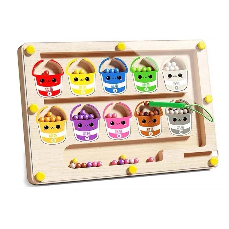 Magnetic Maze Ball Toy Focus Logic Training Game For 3-4 Year Olds Early Learning Educational Puzzle For Toddler Concentration
