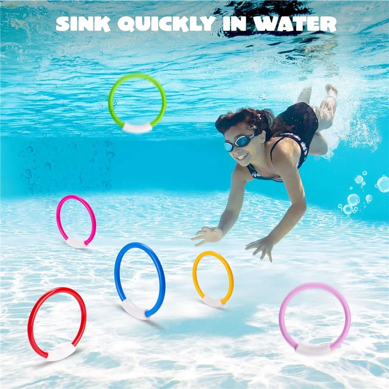 B05C-8PCS Dive Rings Pool Toys, Colorful Pool Rings For Kids, Underwater Training, Swimming Pool Dive Ring  For Kids Easy To