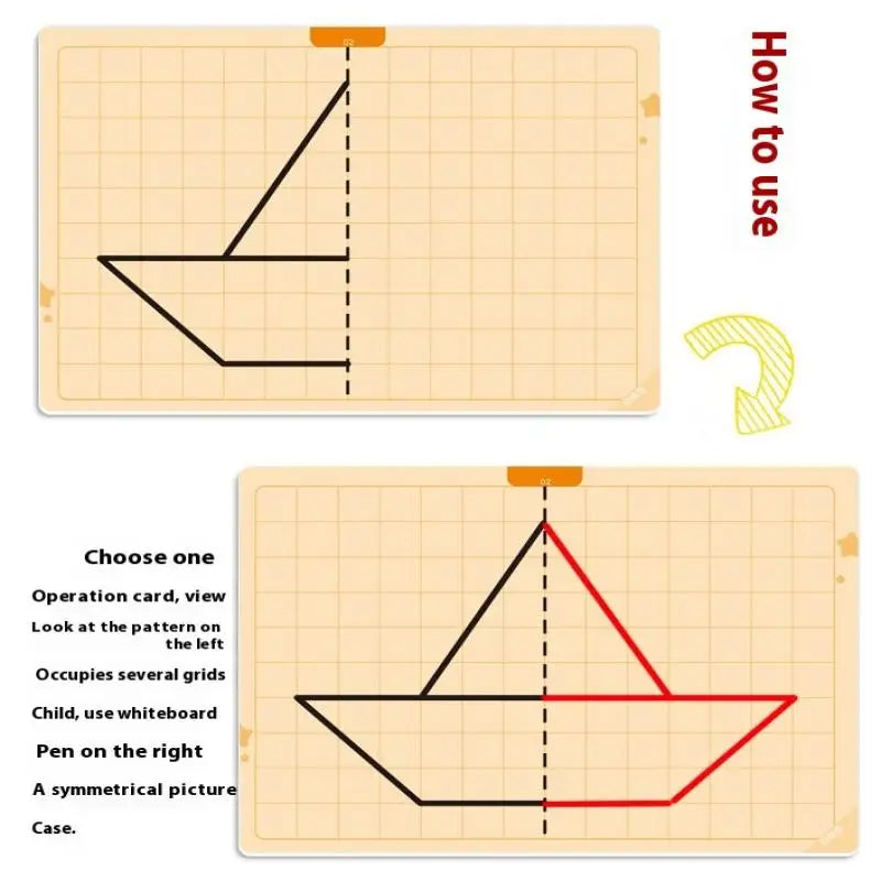20 Page Children's Grid Symmetrical Drawing Toy Focuses On Fine Motor Skills Writing And 2-Color Brush Control Training Drawing