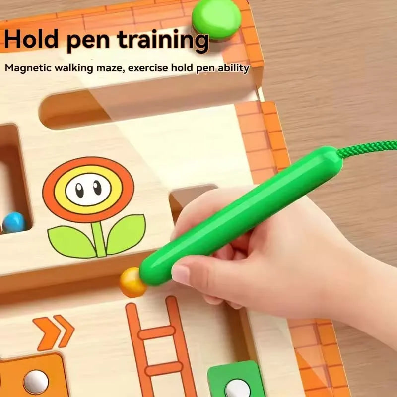 Magnetic Maze Ball Toy Focus Logic Training Game For 3-4 Year Olds Early Learning Educational Puzzle For Toddler Concentration