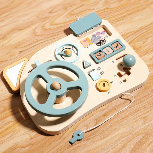 Early Childhood Education Wooden Steering Wheel Toys Parent-child Interaction Learning Driving Puzzle Toys Early Learning Aids