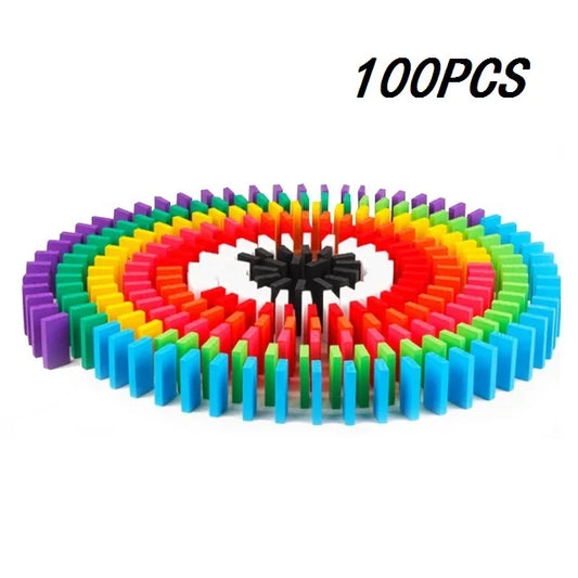 New Kids 100pcs Children Color Sort Rainbow Wood Domino Blocks Kits Early Bright Dominoes Games Educational Toys Gift