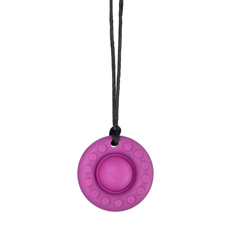 Silicone Teether Round Textured Chews for Baby Nursing Teething Toy Chewelry Sensory Chew Necklace Fidget Anxiety Autism