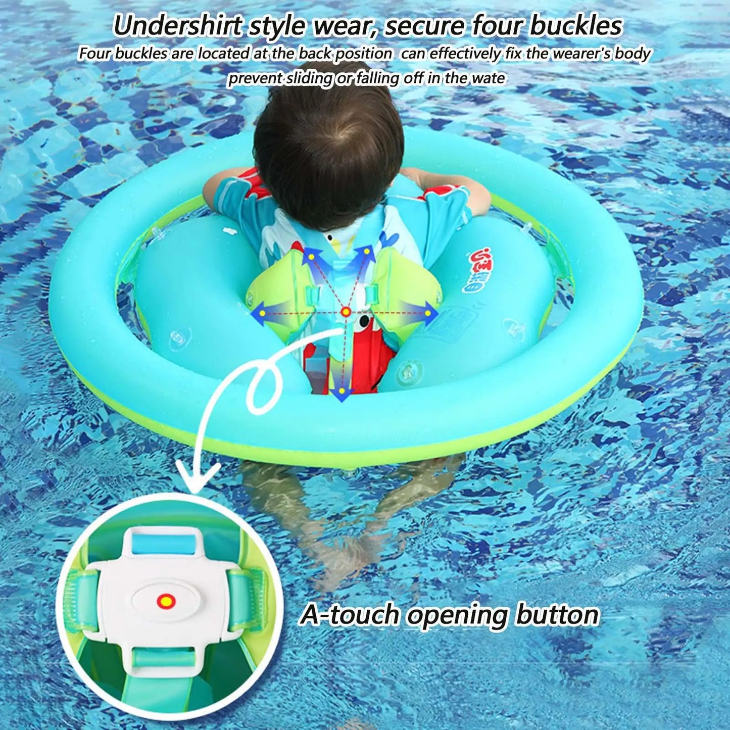 Baby Pool Float Baby Swimming Pool Floats with Canopy Water Toys Sun Protection Adjustable Safety Seat Inflatable for Kids
